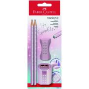 Ceruzka FABER-CASTELL Sparkle/2+strúhadlo+guma ružová