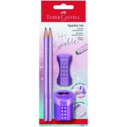 Ceruzka FABER-CASTELL Sparkle/2+strúhadlo+guma fialová
